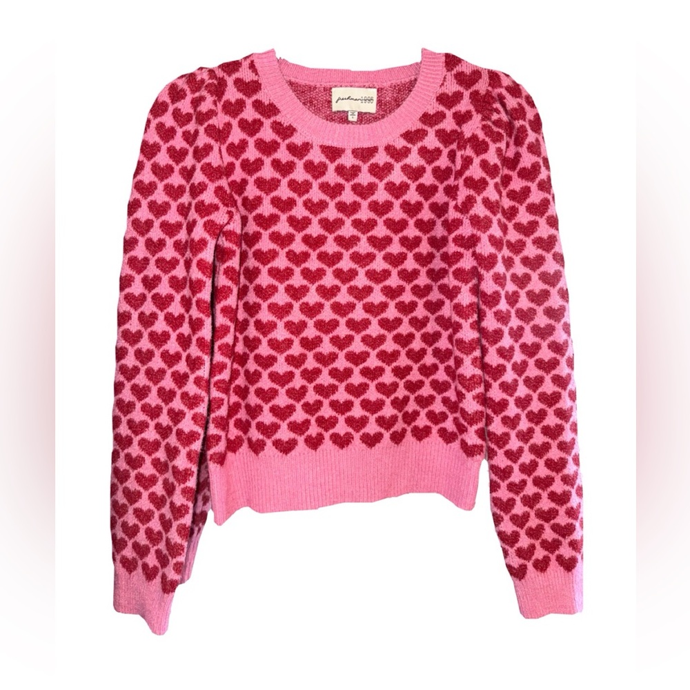 Freshman Pink and Red Heart Pattern Sweater